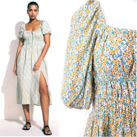 Faithfull the Brand Terina Midi Dress in Sabinosa Floral Print Cottage Inspired - Picture 1 of 7